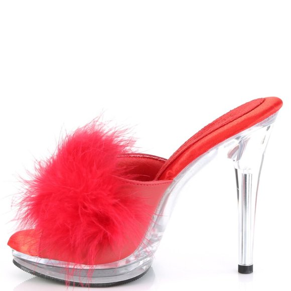 Barbiecore Barbie Platform Comfort Width Marabou Feather High Heel Shoes - Picture 3 of 5